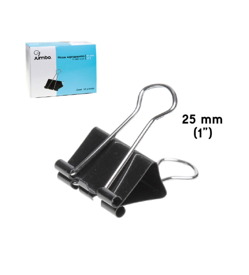 PINZA SUJETAPAPELES 25MM C/12 JUMBO