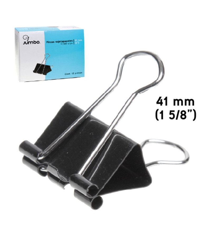 PINZA SUJETAPAPELES 41MM C/12 JUMBO