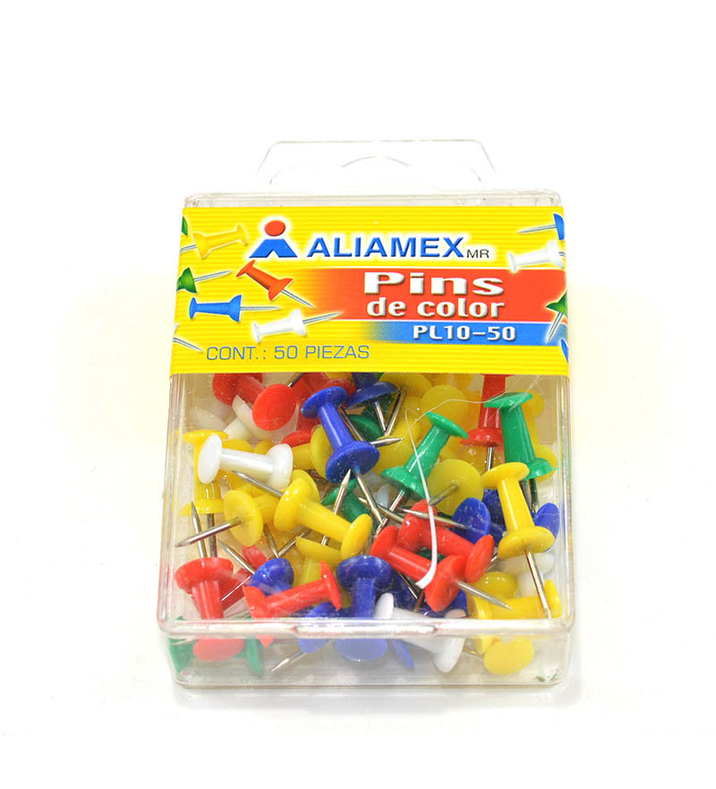 PUSH PIN DE COLORES C/50PZAS ALIAMEX